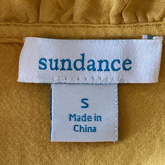 Sundance Yellow Pinktuck Ruffle Button Front Top Size Small Boho Prairie Flirty - Picture 8 of 8